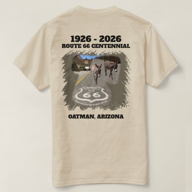 Route 66 Centennial Oatman, Arizona Back  T-Shirt (Design Back)