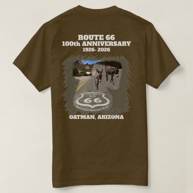 Route 66 Centennial Oatman Arizona Back  T-Shirt (Design Back)