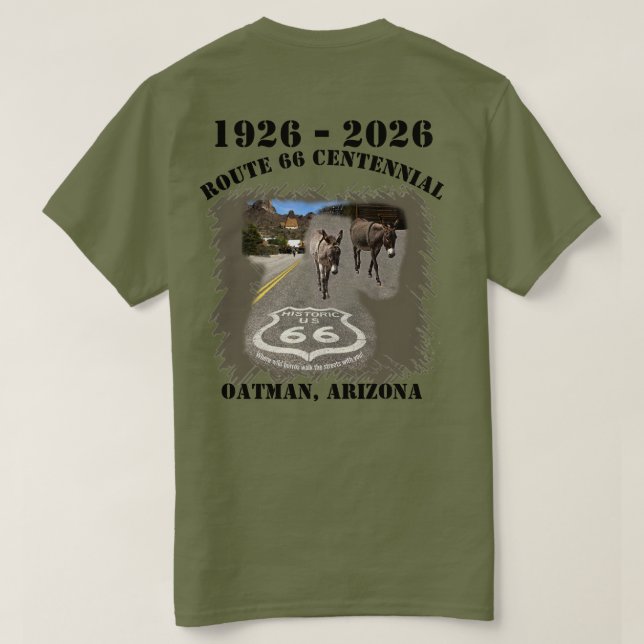 Route 66 Centennial Oatman, Arizona Back T-Shirt (Design Back)