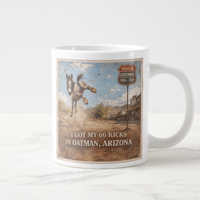 Route 66 Centennial Oatman Donkey Artwork Giant Coffee Mug (Right)