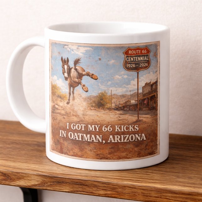 Route 66 Centennial Oatman Donkey Artwork Giant Coffee Mug (Creator Uploaded)