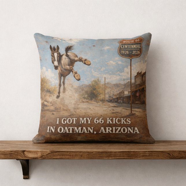 Route 66 Centennial Oatman Donkey Decor Throw Pillow (Creator Uploaded)