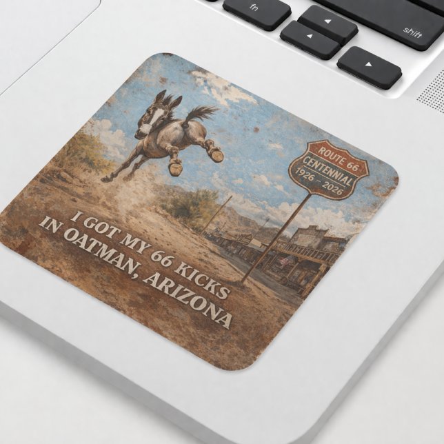 Route 66 Centennial Oatman Donkey Design Square Sticker (Creator Uploaded)