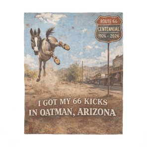Route 66 Centennial Oatman Donkey Travel Art Fleece Blanket