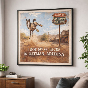 Route 66 Centennial Oatman Donkey Travel Art Poster