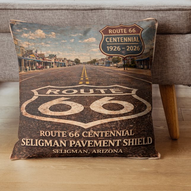 Route 66 Centennial Seligman Pavement Comfort Throw Pillow (Creator Uploaded)