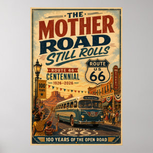 Route 66 Centennial Vintage Bus Parade Poster