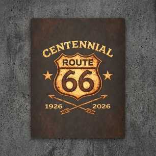 Route 66 Centennial Vintage Shield Metal Print