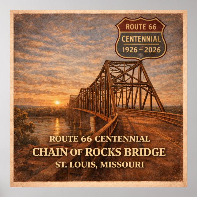 Route 66 Chain of Rocks Bridge Poster (Front)