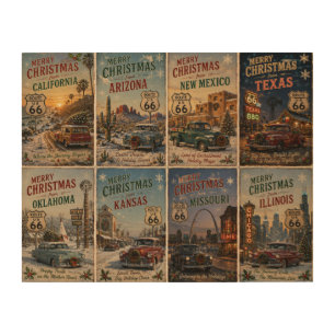 Route 66 Christmas State Collage Decor
