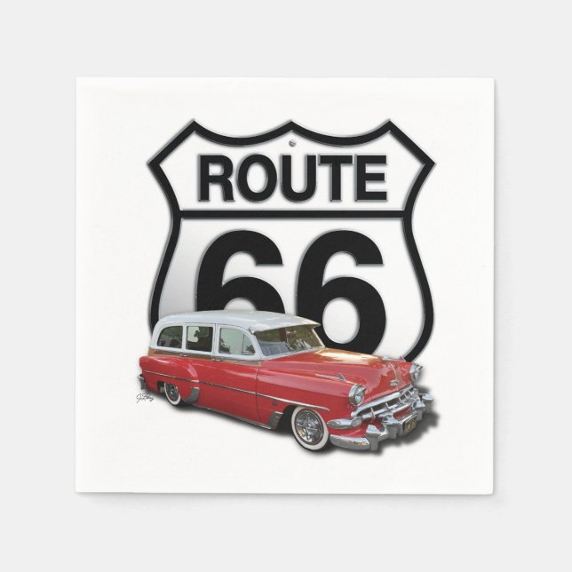 Route 66 Classic Car Napkins (Front)