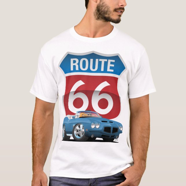 Route 66 Classic Car Nostalgia T-Shirt (Front)