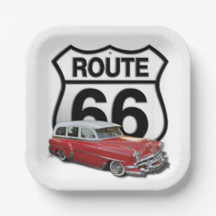 Route 66 Classic Car Paper Plates