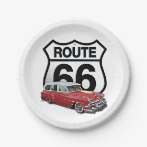 Route 66 Classic Car Paper Plates