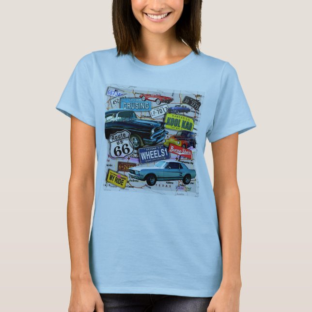 Route 66 - Classic Cars WOMENS LIGHT TEES (Front)