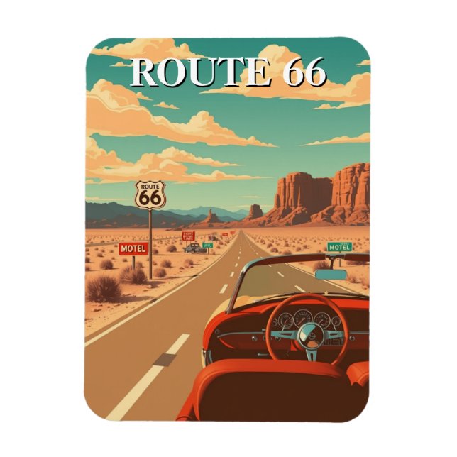 Route 66 Classic Road Trip American Magnet (Vertical)