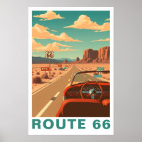 Route 66 Classic Road Trip Travel Art
