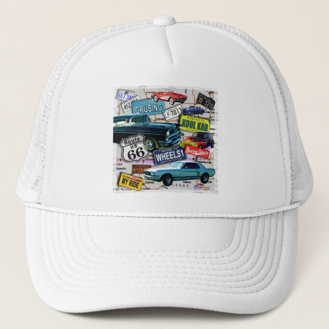Route 66_ClassicCarsOne_18sq Trucker Hat (Front)