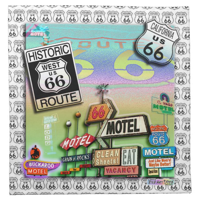 ROUTE 66 Cocktail or Dinner NAPKINS by PopArtDiva (Front)