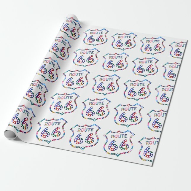 Route 66 color splash! wrapping paper (Unrolled)