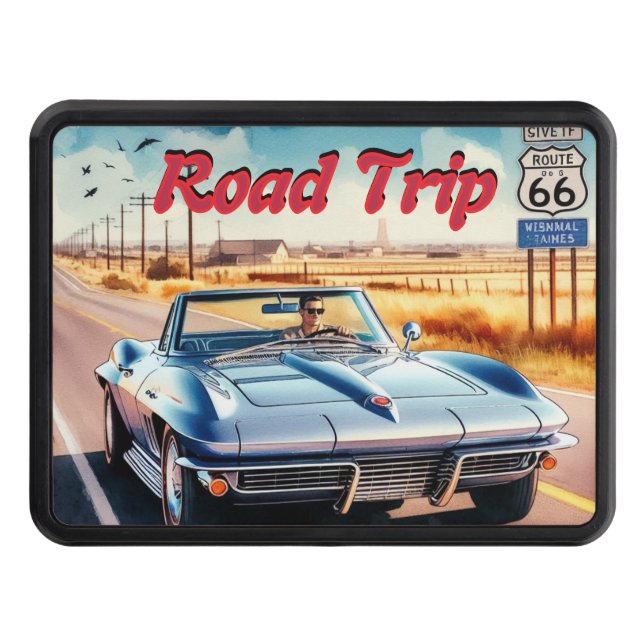 Route 66 Convertible Road Trip Hitch Cover (Front)
