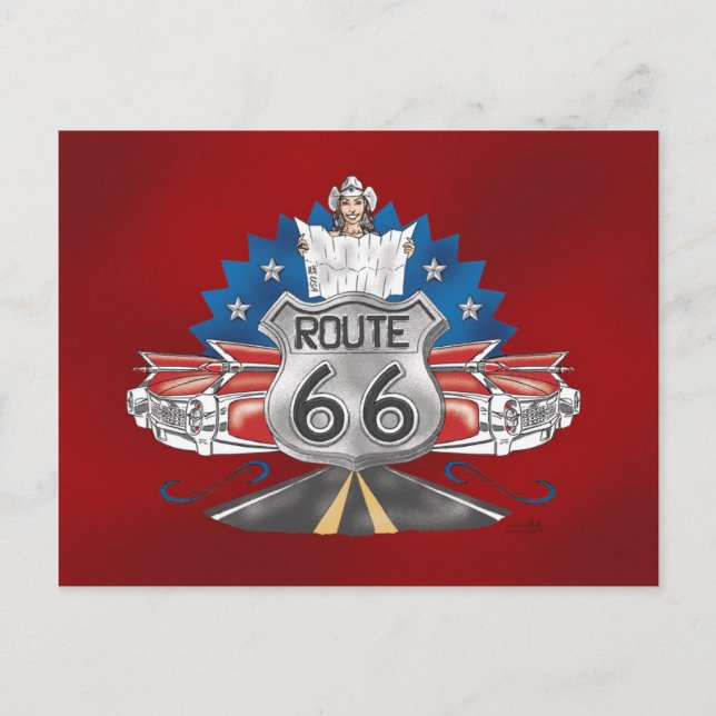 Route 66 Cowgirl Postcard (Front)