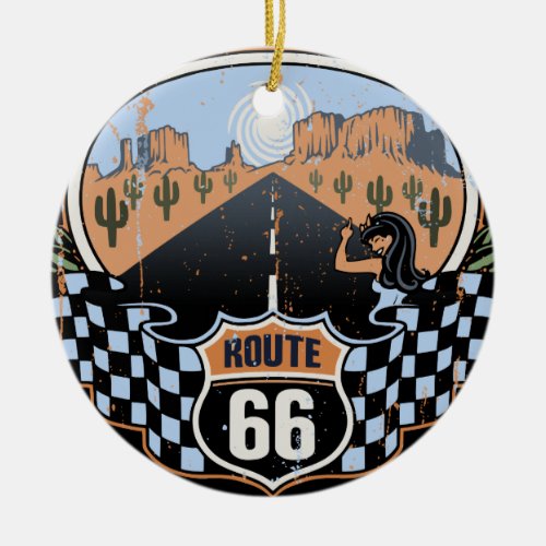 Route 66 Desert Ceramic Ornament