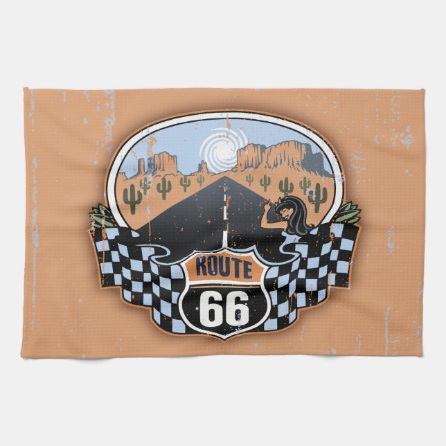 Route 66 Desert Kitchen Towel (Horizontal)