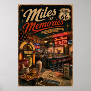 route 66 Diner Miles Memories Art Poster