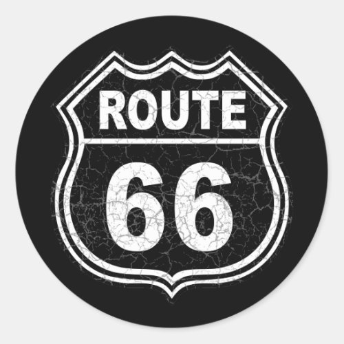 Route 66 Distressed Classic Round Sticker