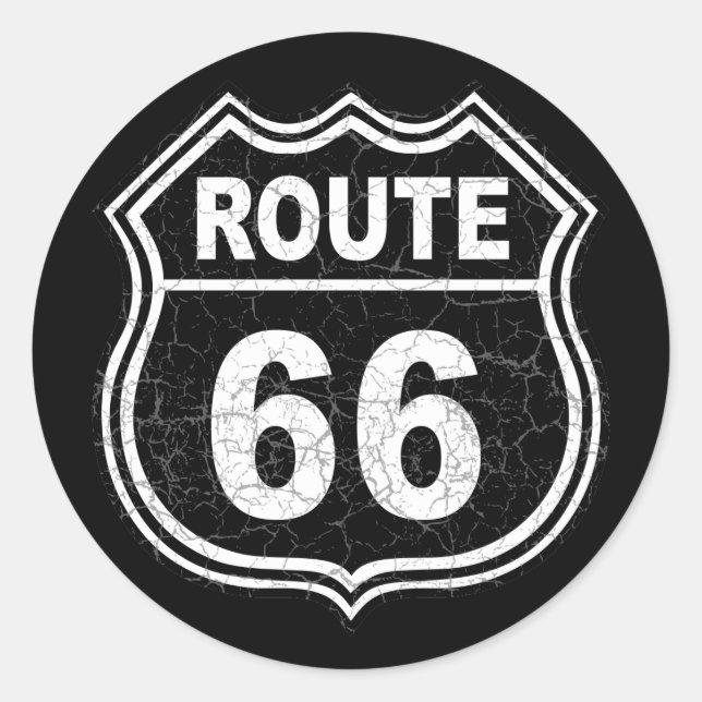 Route 66 Distressed Classic Round Sticker (Front)
