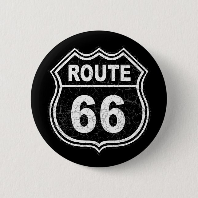 Route 66 Distressed Pinback Button (Front)