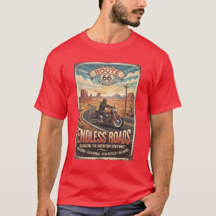 Route 66 Endless Roads Vintage Motorcycle Travel G T-Shirt