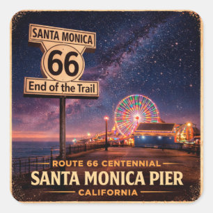 Route 66 Ferris Wheel Travel Souvenir Square Sticker