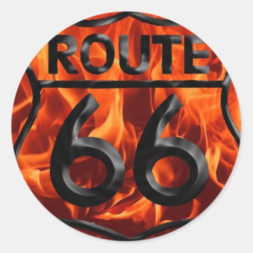 Route 66 Fire 1 Classic Round Sticker