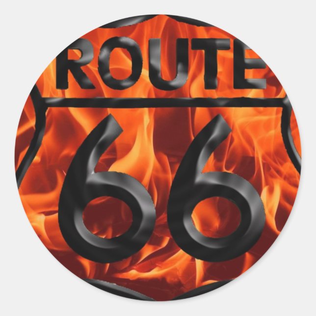 Route 66 Fire 1 Classic Round Sticker (Front)