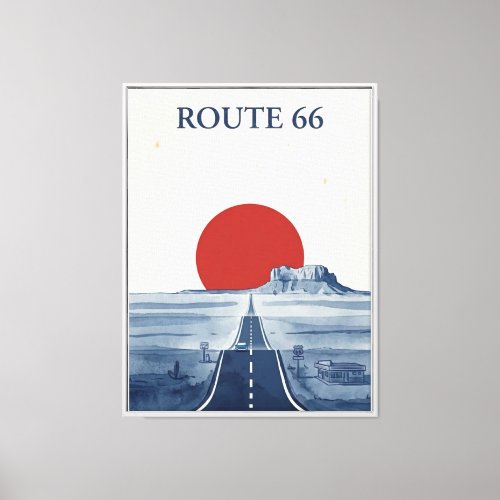Route 66 Framed Canvas Print