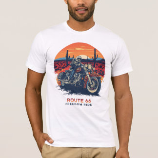 Route 66 Freedom Ride Vintage Motorcycle Adventure T-Shirt