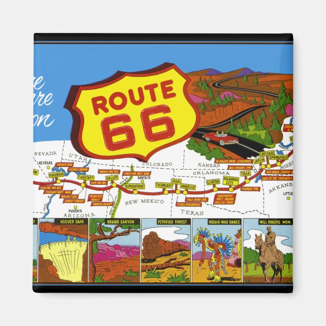 Route 66 From Los Angeles to Chicago Magnet (Front)