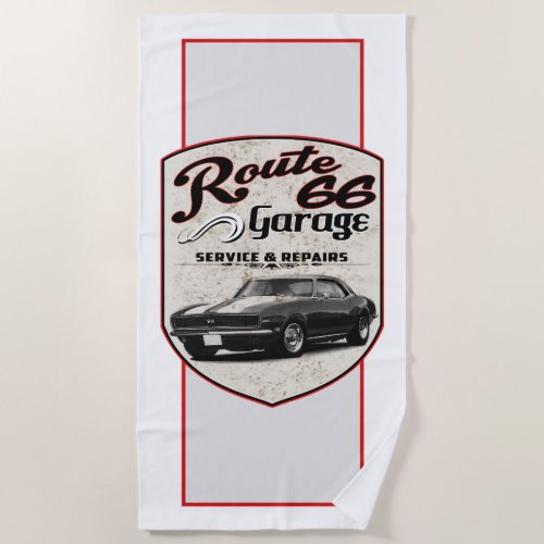 Route 66 Garage Car Beach Towel