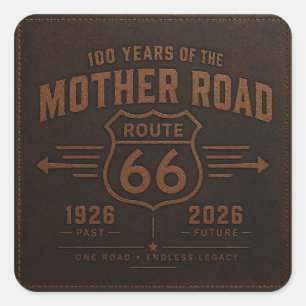 route 66 Garage Decal Black Gold Shield Art Square Sticker