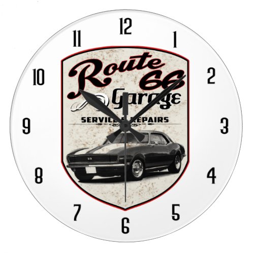 Route 66 Garage Large Clock