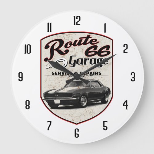 Route 66 Garage Large Clock