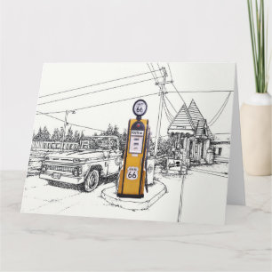 Route 66 gas pump greeting card