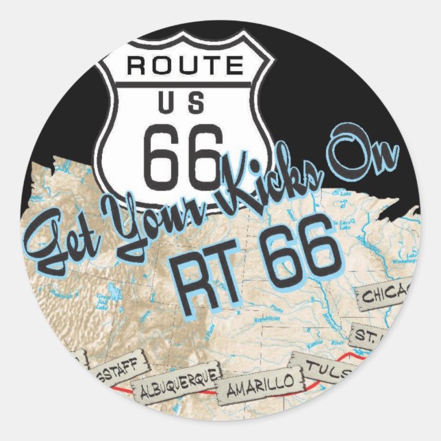 route 66 gifts classic round sticker (Front)