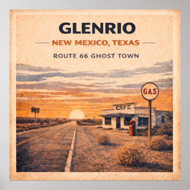 Route 66 Glenrio Ghost Town Heritage Poster (Front)