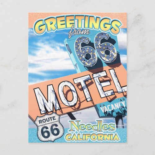 Route 66 Greetings Needles California Postcard