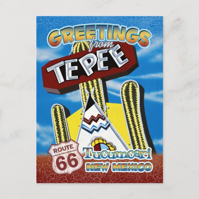 Route 66 Greetings Tucumcari New Mexico Postcard (Front)