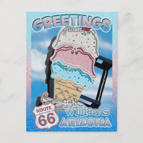 Route 66 Greetings Williams Arizona Postcard