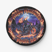 Route 66 Halloween Paper Plate